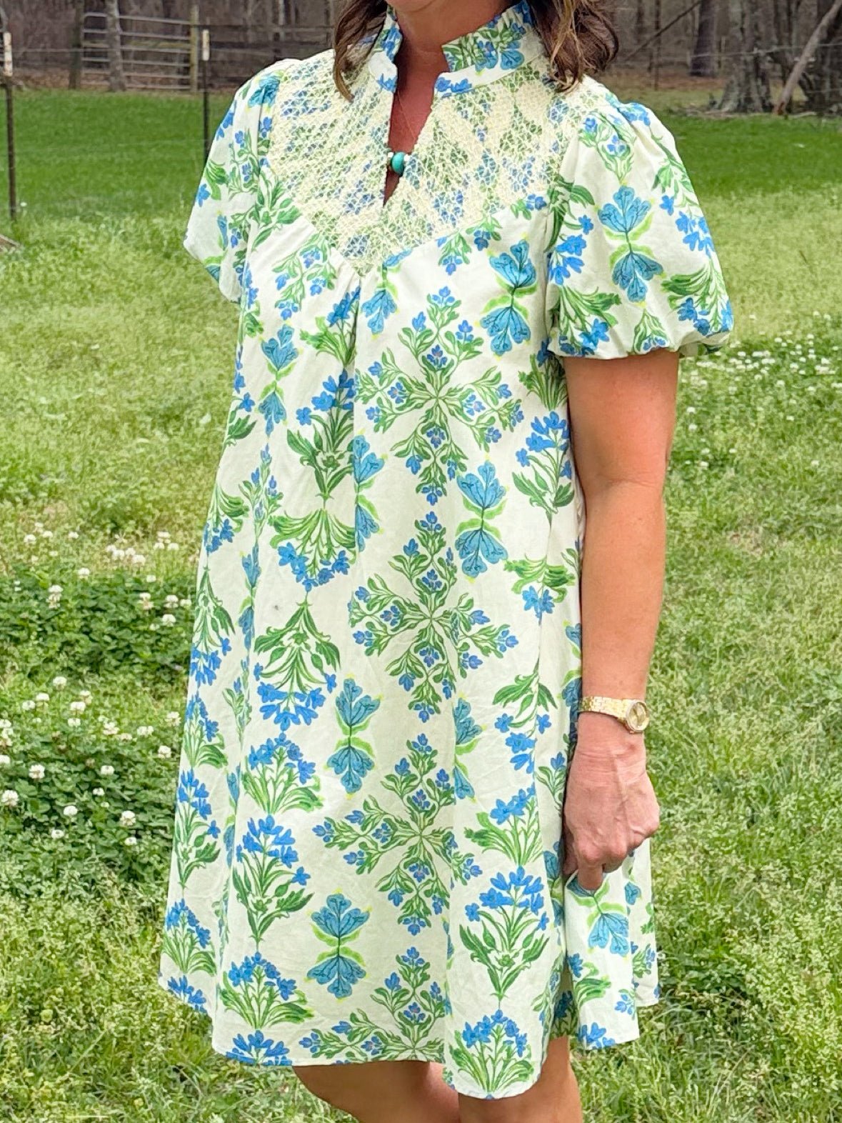 Blue Meadow Smocked Dress - Jessi Jayne Boutique