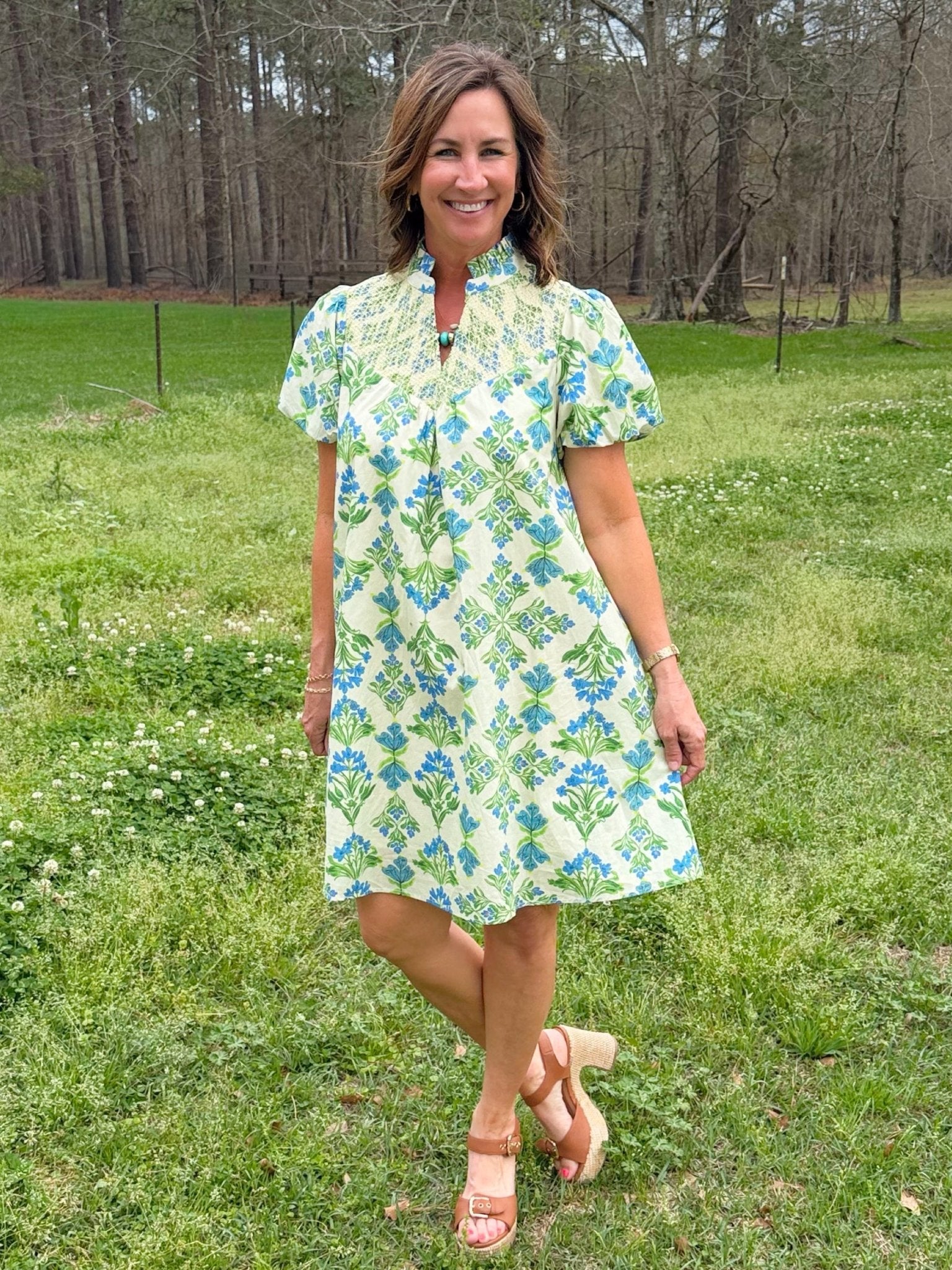 Blue Meadow Smocked Dress - Jessi Jayne Boutique