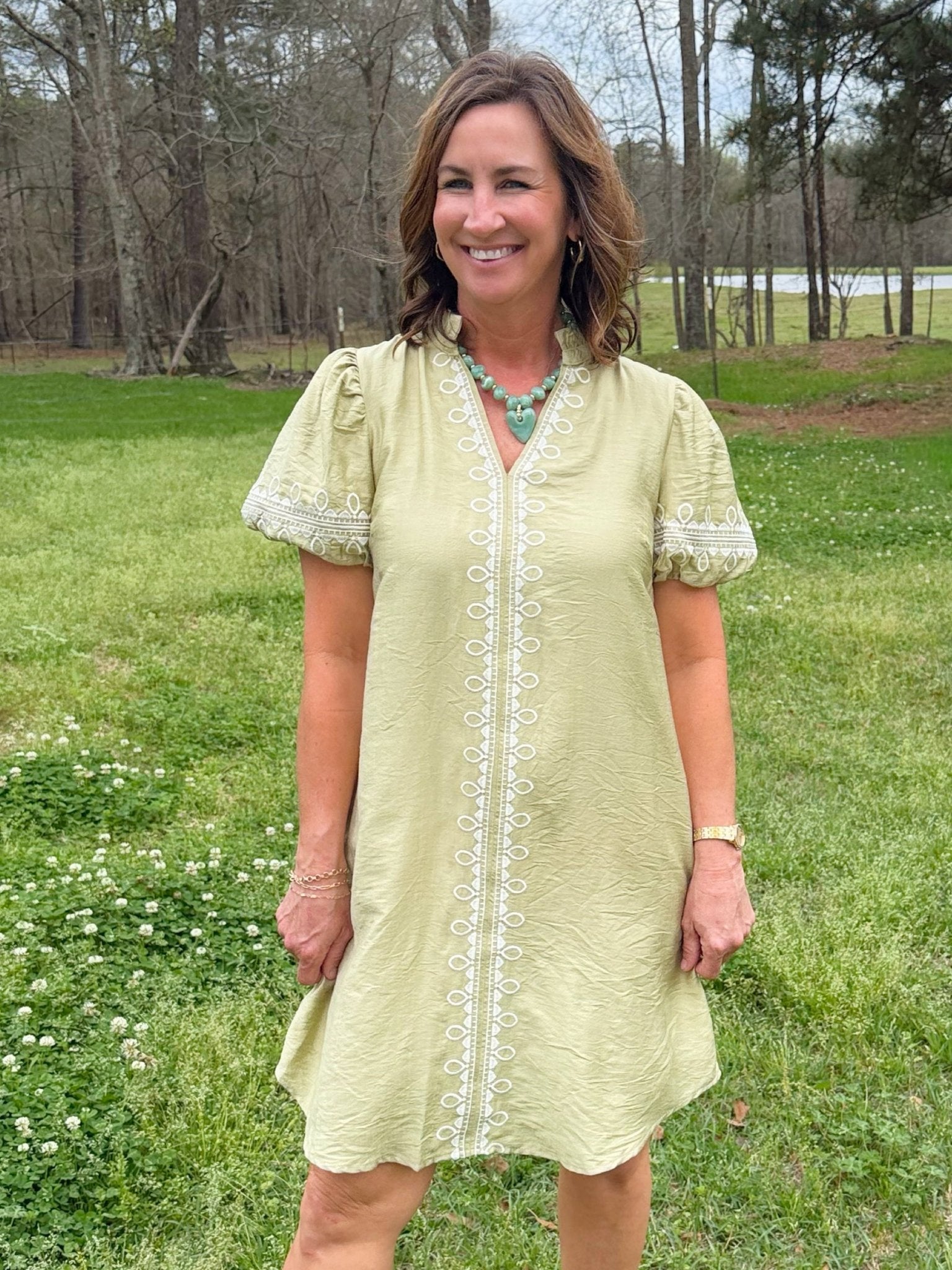 Soft Meadow Embroidered Dress - Jessi Jayne Boutique