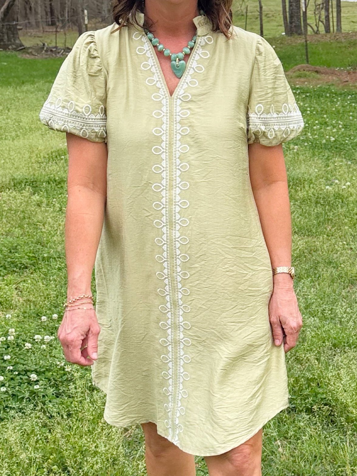 Soft Meadow Embroidered Dress - Jessi Jayne Boutique