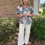Blooming Grace Floral Top - Slate - Jessi Jayne Boutique