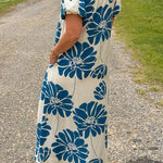 Blue Dahlia Button Down Midi Dress - Jessi Jayne Boutique