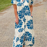 Blue Dahlia Button Down Midi Dress - Jessi Jayne Boutique