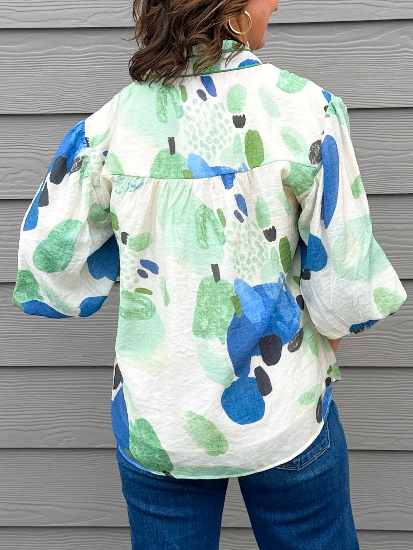 Blue Lagoon Print Blouse - Jessi Jayne Boutique