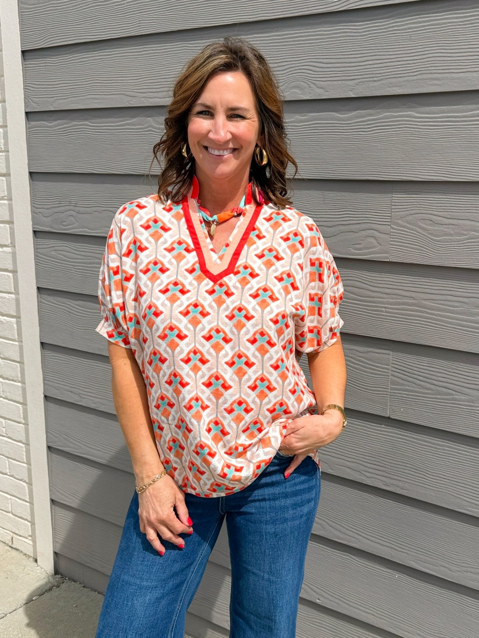 Sunset Mosaic Dolman Top - Jessi Jayne Boutique