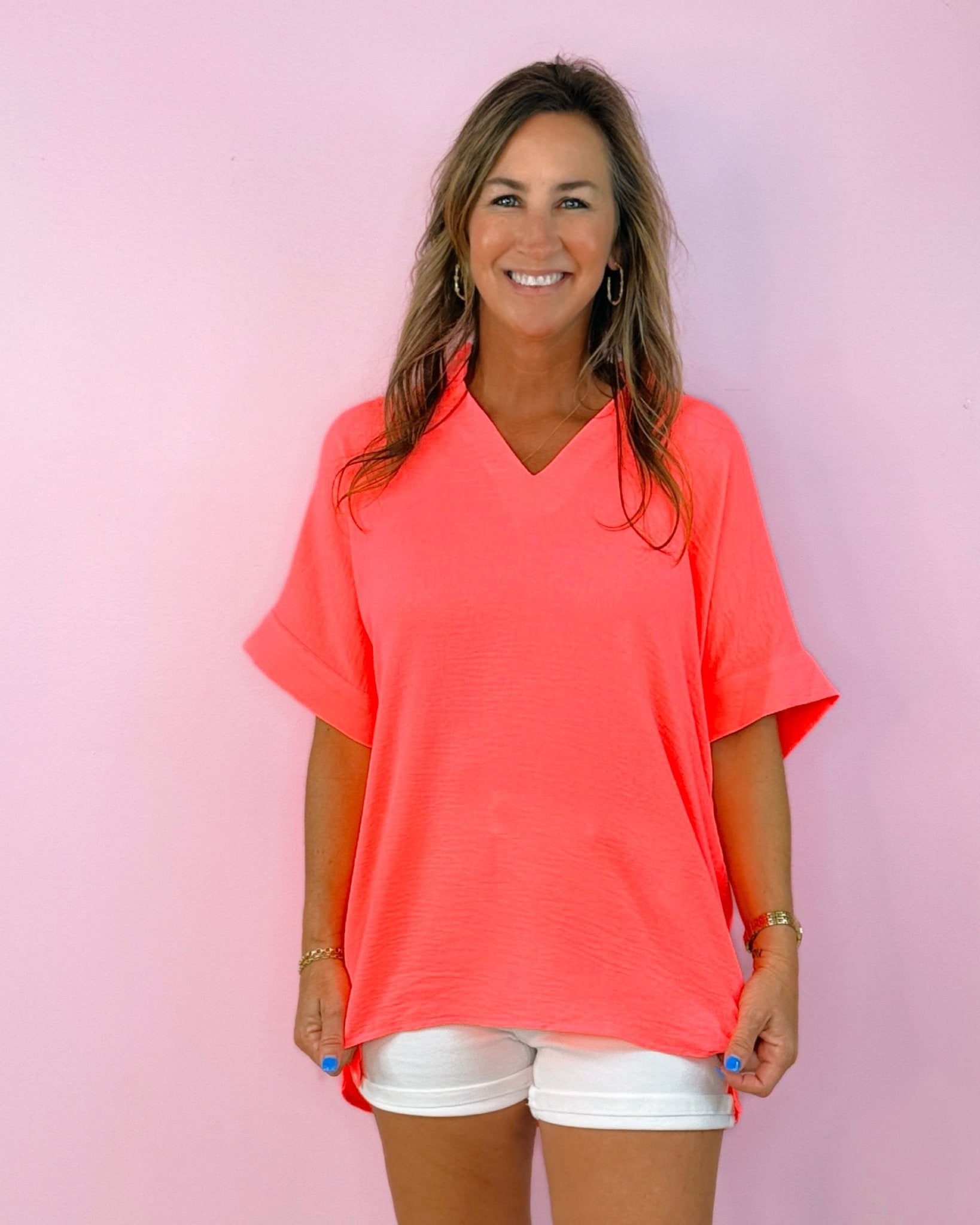 Flamingo Glow Popover Top - Jessi Jayne Boutique