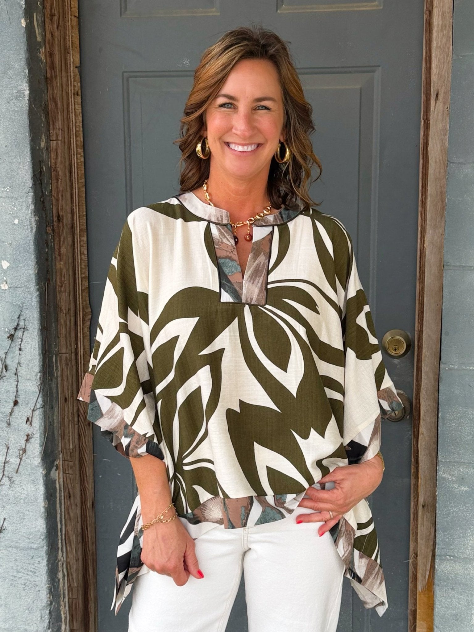 Olive Palm Breeze Top - Jessi Jayne Boutique