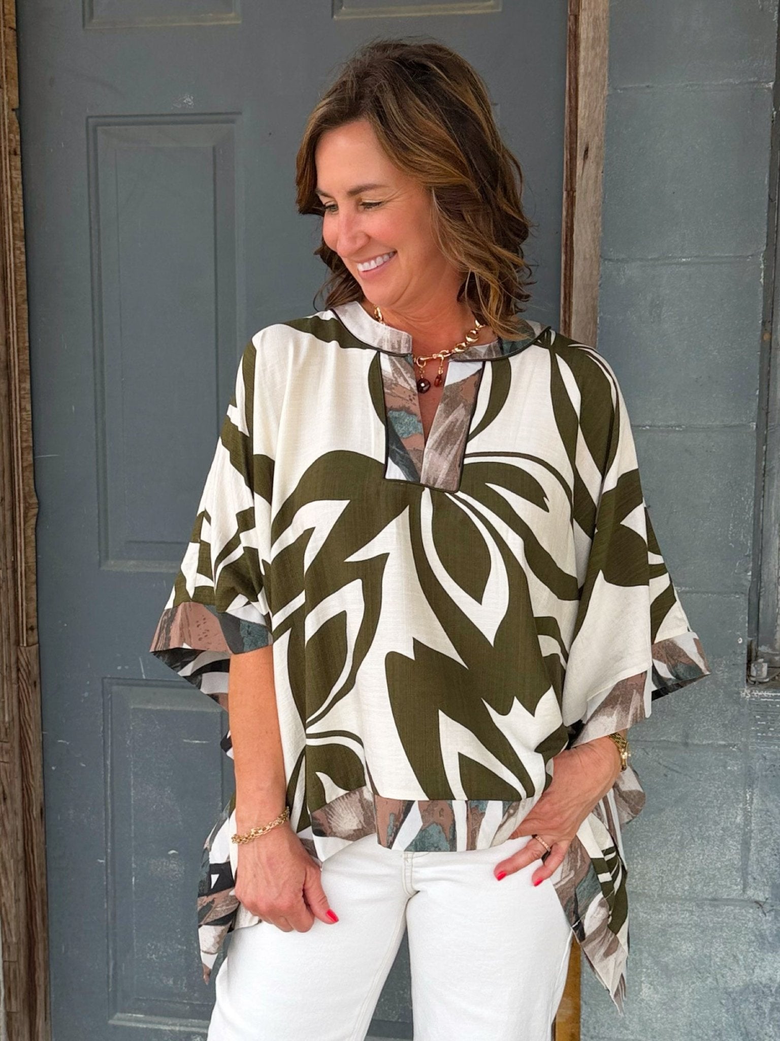 Olive Palm Breeze Top - Jessi Jayne Boutique