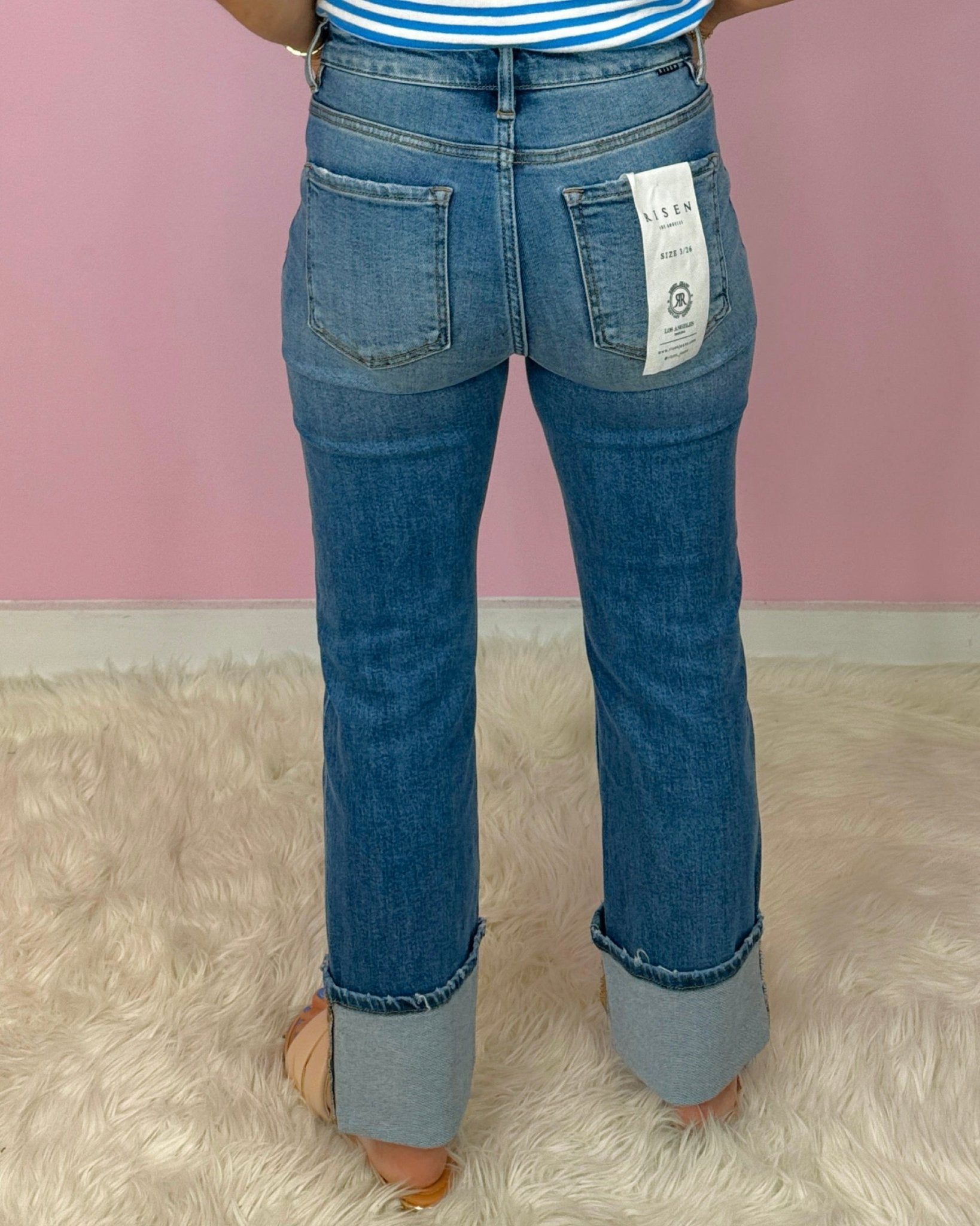 Risen Center Stage Cuffed Straight Jeans - Jessi Jayne Boutique