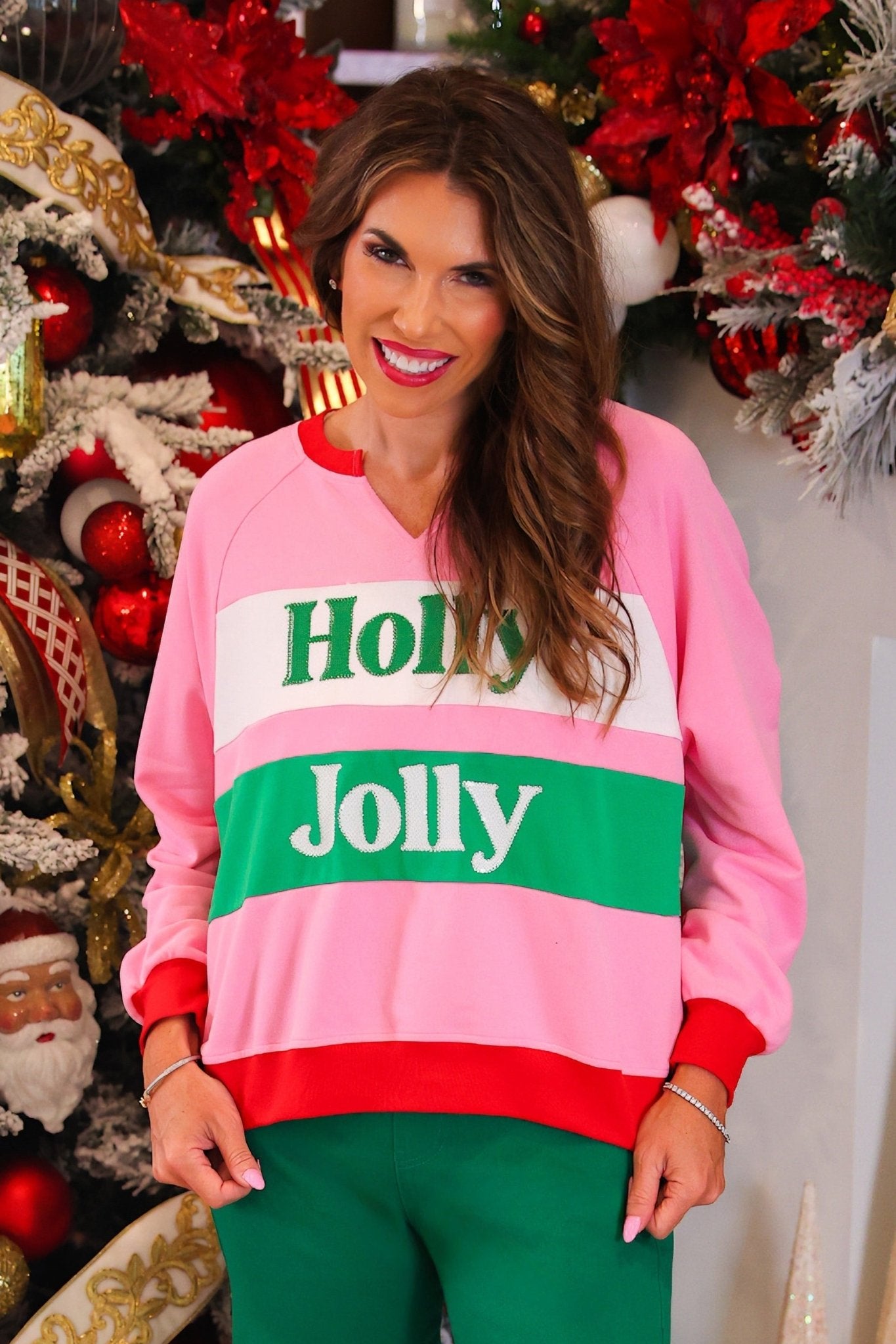 PREORDER- Holly Jolly Color Block Pullover - Jessi Jayne Boutique