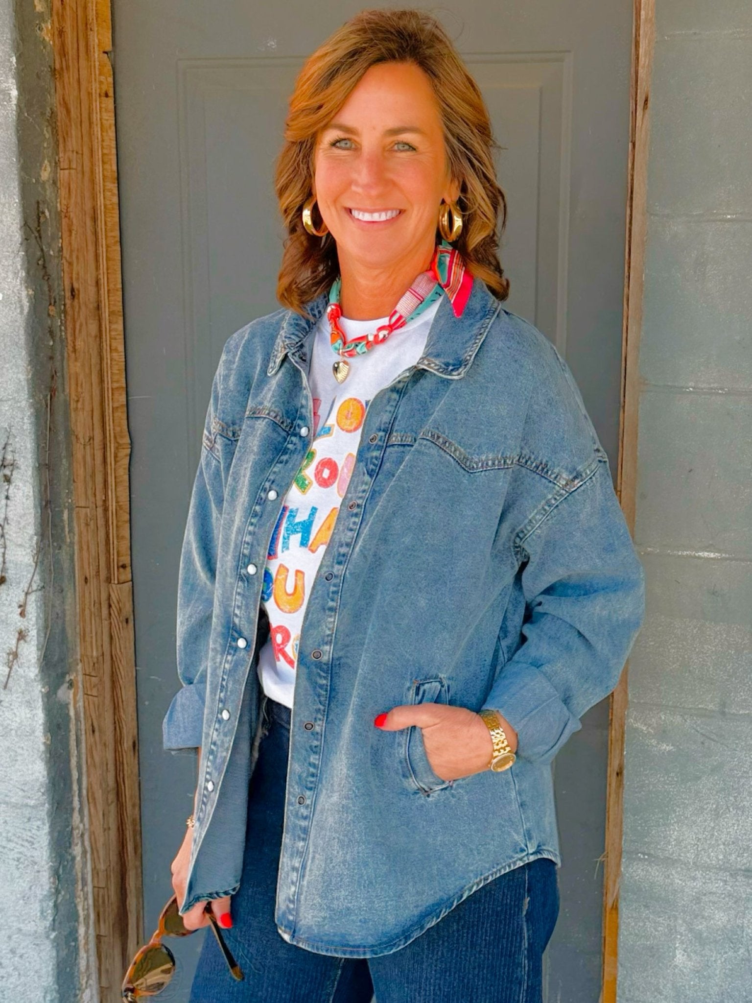 Everyday Ease Denim Shirt Top - Jessi Jayne Boutique