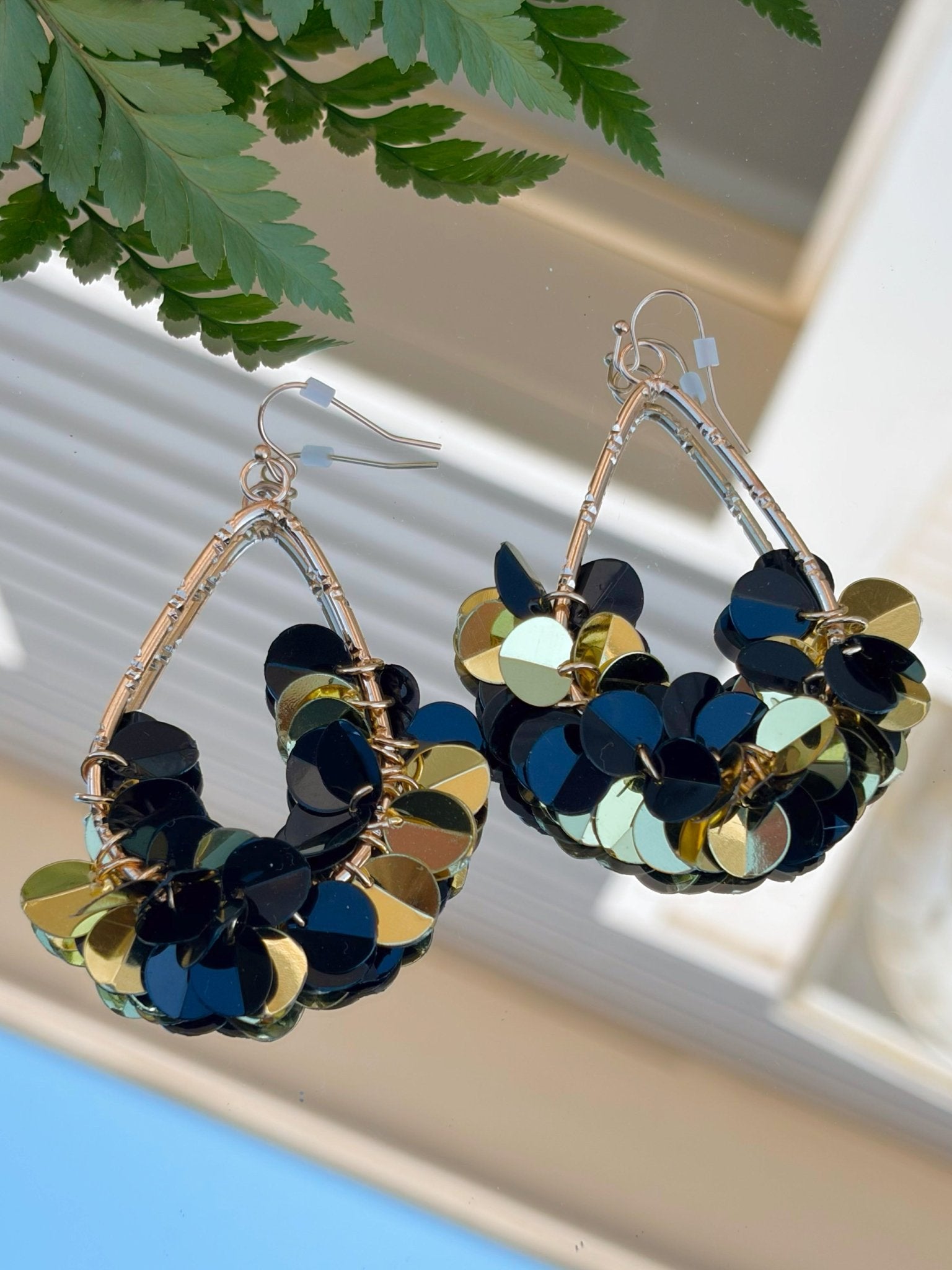 Midnight Sequin Hoop Earrings - Jessi Jayne Boutique