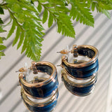 Midnight Stone Hoop Earrings - Jessi Jayne Boutique