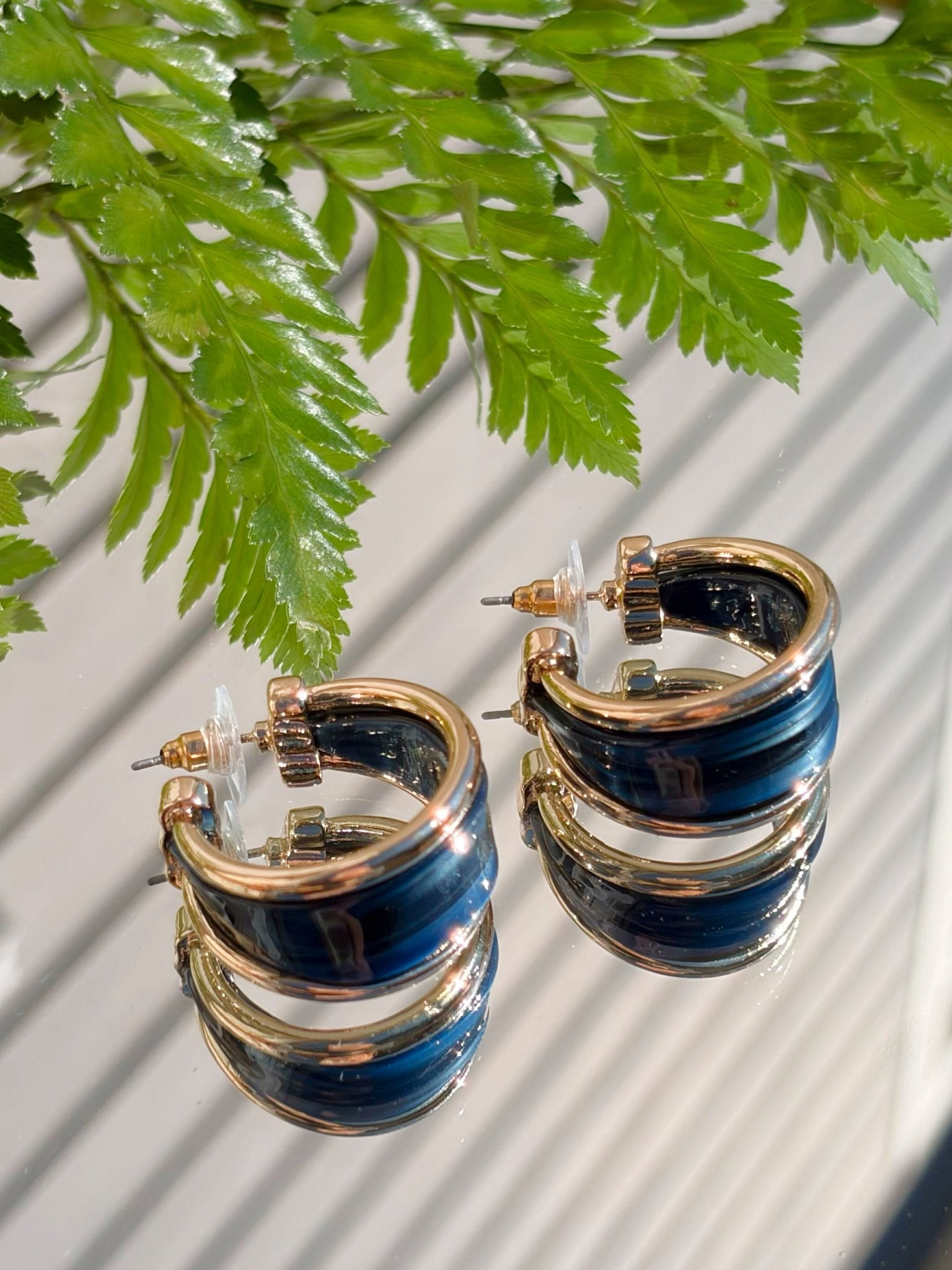 Midnight Stone Hoop Earrings - Jessi Jayne Boutique