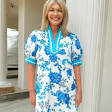 Blue Bloom and Scallop Trim Dress - Jessi Jayne Boutique