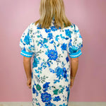 Blue Bloom and Scallop Trim Dress - Jessi Jayne Boutique