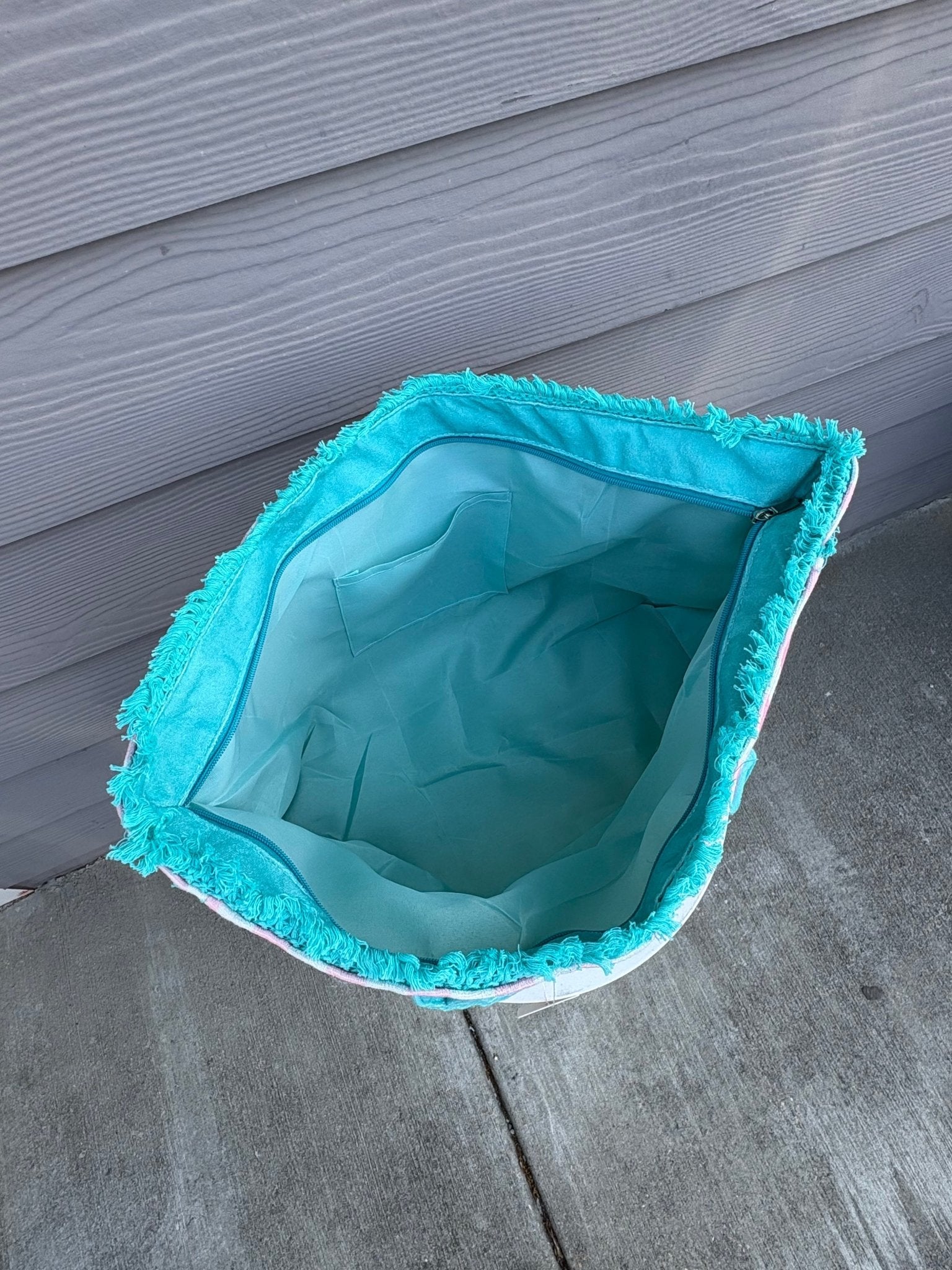 BEACH Pink Striped Pattern Summer Tote Bag - Jessi Jayne Boutique