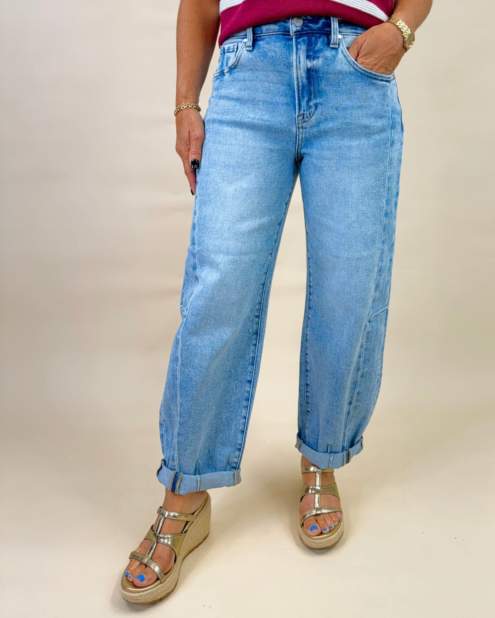 Risen Easy Street Barrel Jeans - Jessi Jayne Boutique