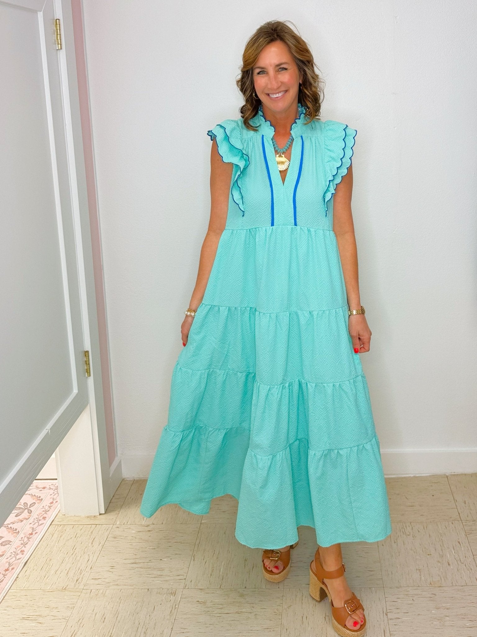 Seaside Scallop Tiered Maxi Dress - Jessi Jayne Boutique