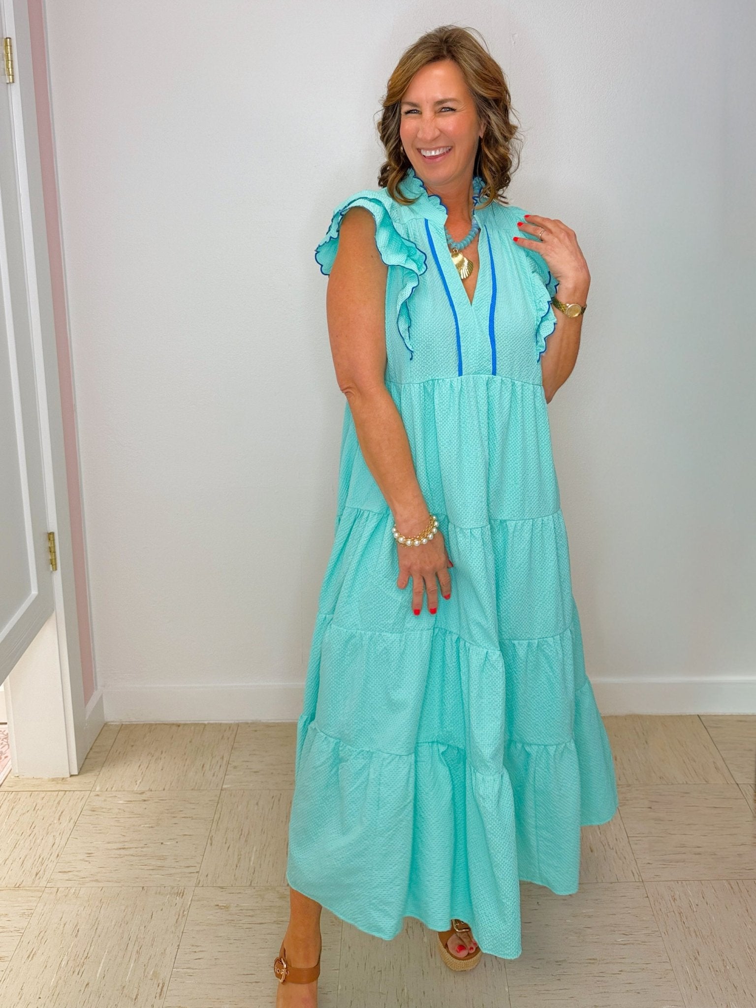 Seaside Scallop Tiered Maxi Dress - Jessi Jayne Boutique