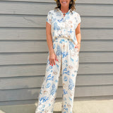 Seaside Sketch Button Down Top and Pant Set - Jessi Jayne Boutique