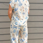 Seaside Sketch Button Down Top and Pant Set - Jessi Jayne Boutique