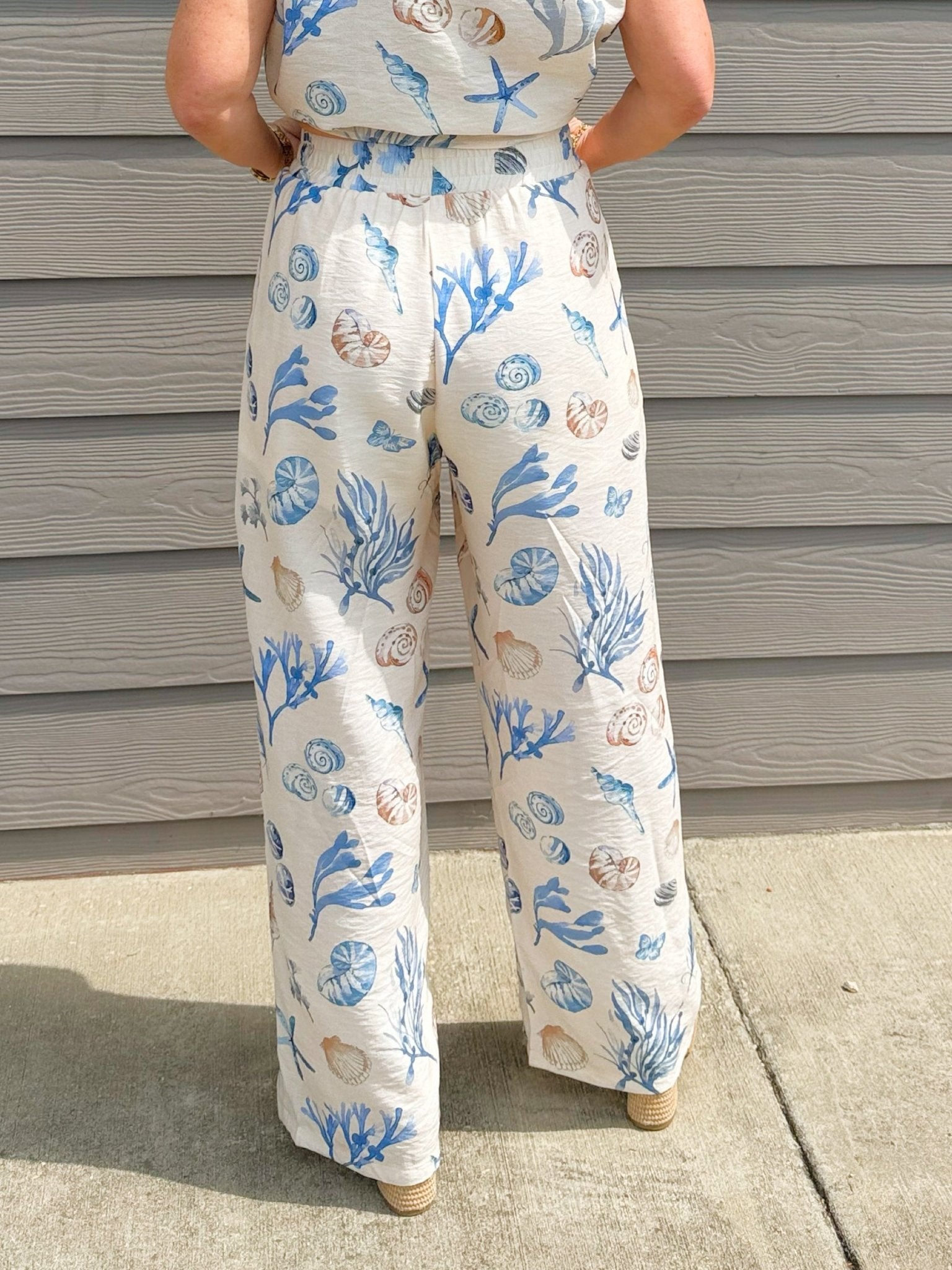 Seaside Sketch Button Down Top and Pant Set - Jessi Jayne Boutique