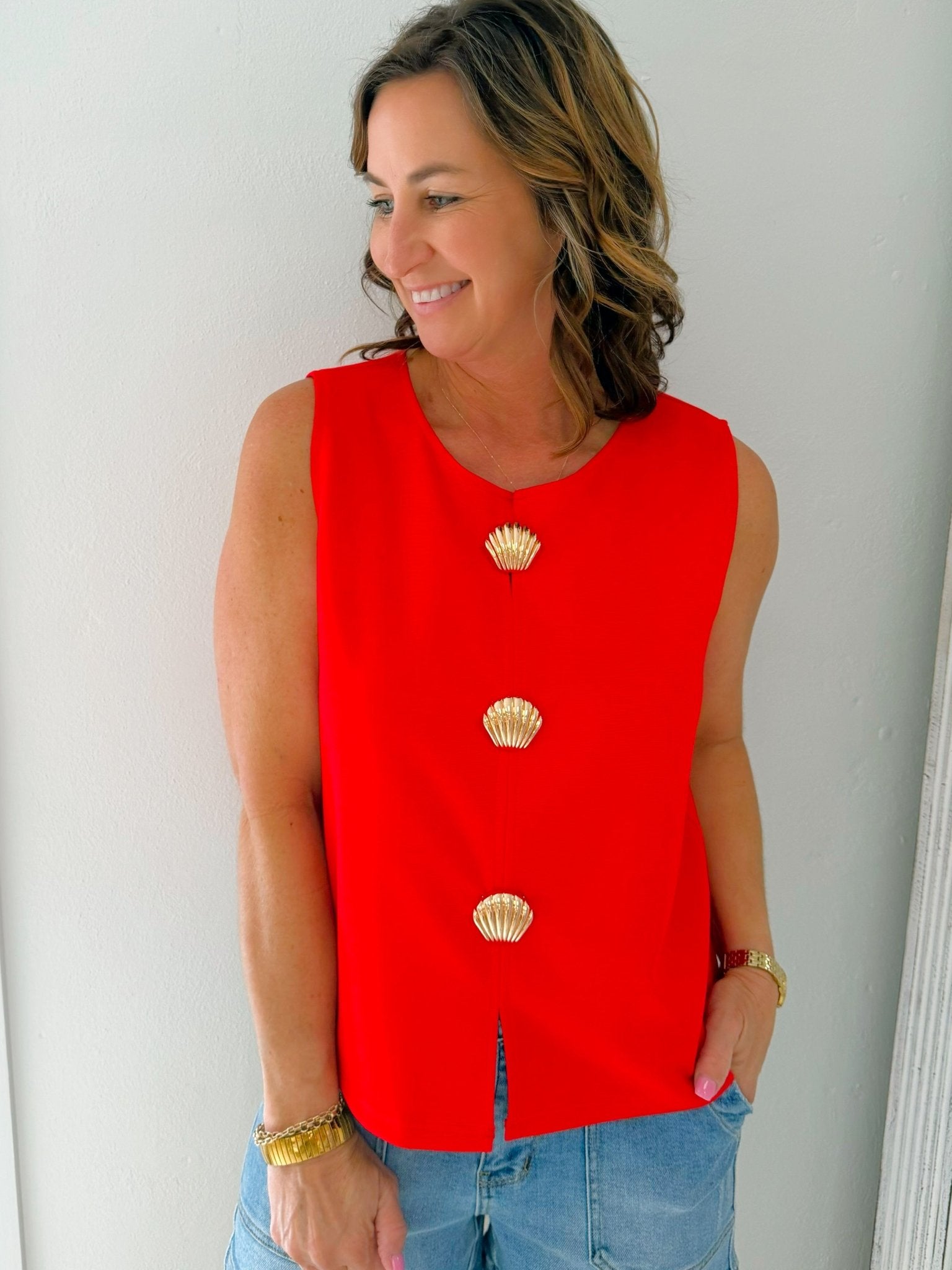 Seaside Statement Sleeveless Top - Jessi Jayne Boutique