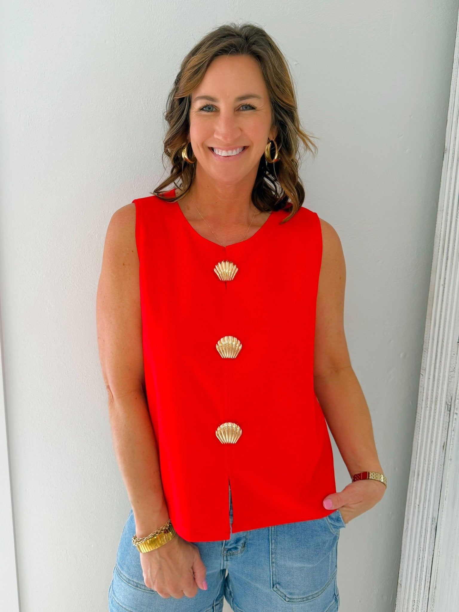 Seaside Statement Sleeveless Top - Jessi Jayne Boutique