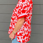 Scarlet Bloom Notched Top - Jessi Jayne Boutique