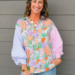 Petal Patchwork Button Down Top - Jessi Jayne Boutique