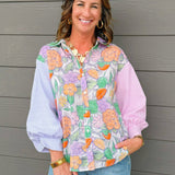 Petal Patchwork Button Down Top - Jessi Jayne Boutique