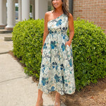 Island Muse One - Shoulder Midi Dress - Jessi Jayne Boutique