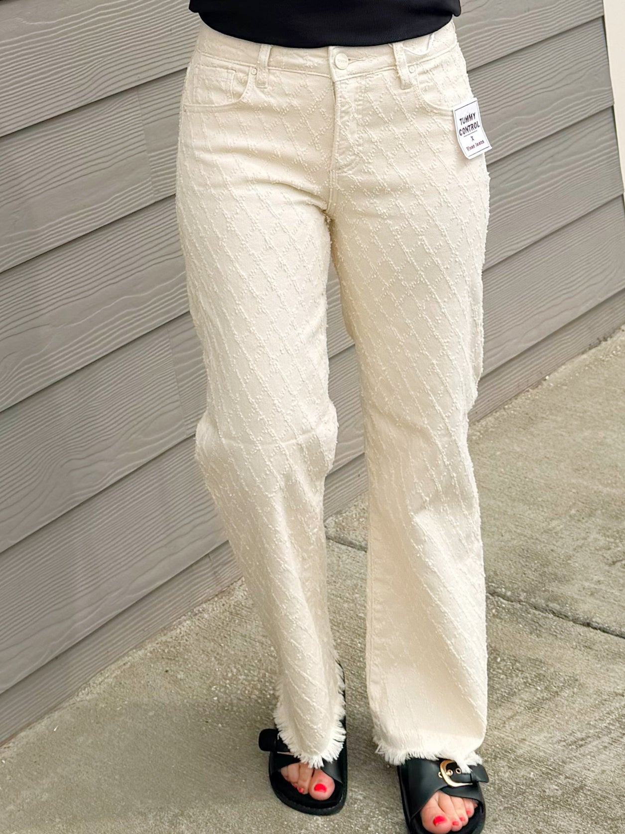 Risen Refined Edge Textured Straight Jeans - Jessi Jayne Boutique