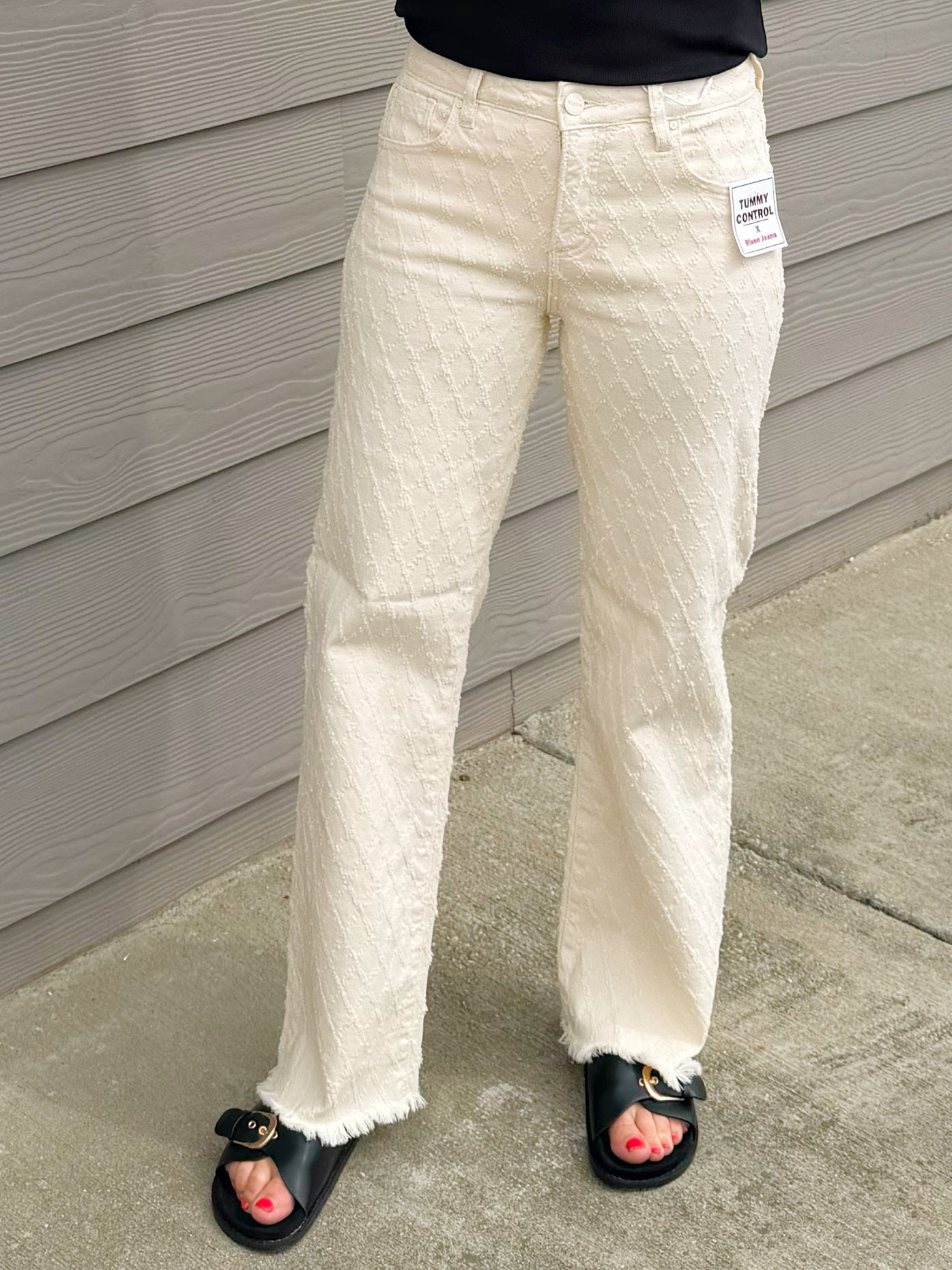 Risen Refined Edge Textured Straight Jeans - Jessi Jayne Boutique