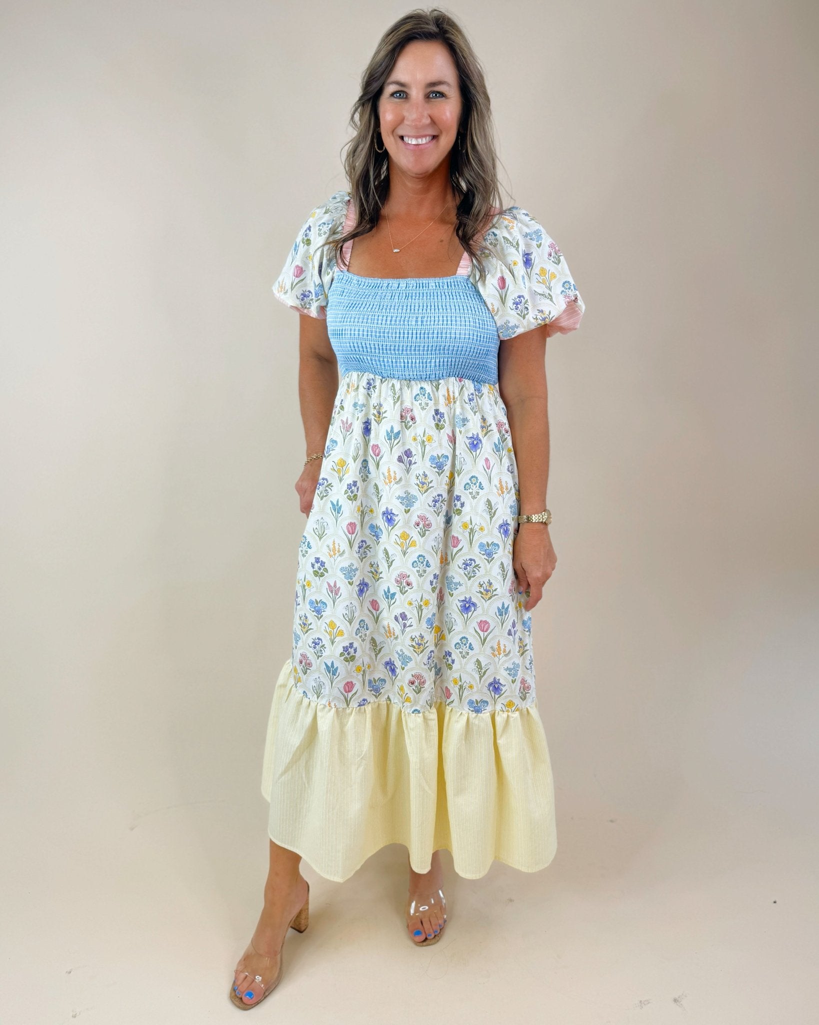 Meadow Song Smocked Midi Dress - Jessi Jayne Boutique
