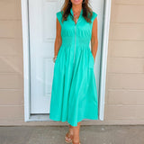Seafoam Ease Zip Front Midi Dress - Jessi Jayne Boutique