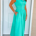 Seafoam Ease Zip Front Midi Dress - Jessi Jayne Boutique