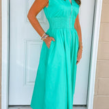 Seafoam Ease Zip Front Midi Dress - Jessi Jayne Boutique