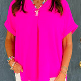 Hot Pink Breeze V - Neck Top - Jessi Jayne Boutique