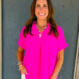 Hot Pink Breeze V - Neck Top - Jessi Jayne Boutique