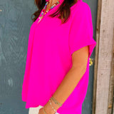 Hot Pink Breeze V - Neck Top - Jessi Jayne Boutique