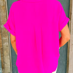 Hot Pink Breeze V - Neck Top - Jessi Jayne Boutique
