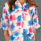 Electric Bloom Button Down Top - Jessi Jayne Boutique