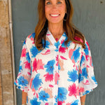 Electric Bloom Button Down Top - Jessi Jayne Boutique