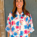 Electric Bloom Button Down Top - Jessi Jayne Boutique