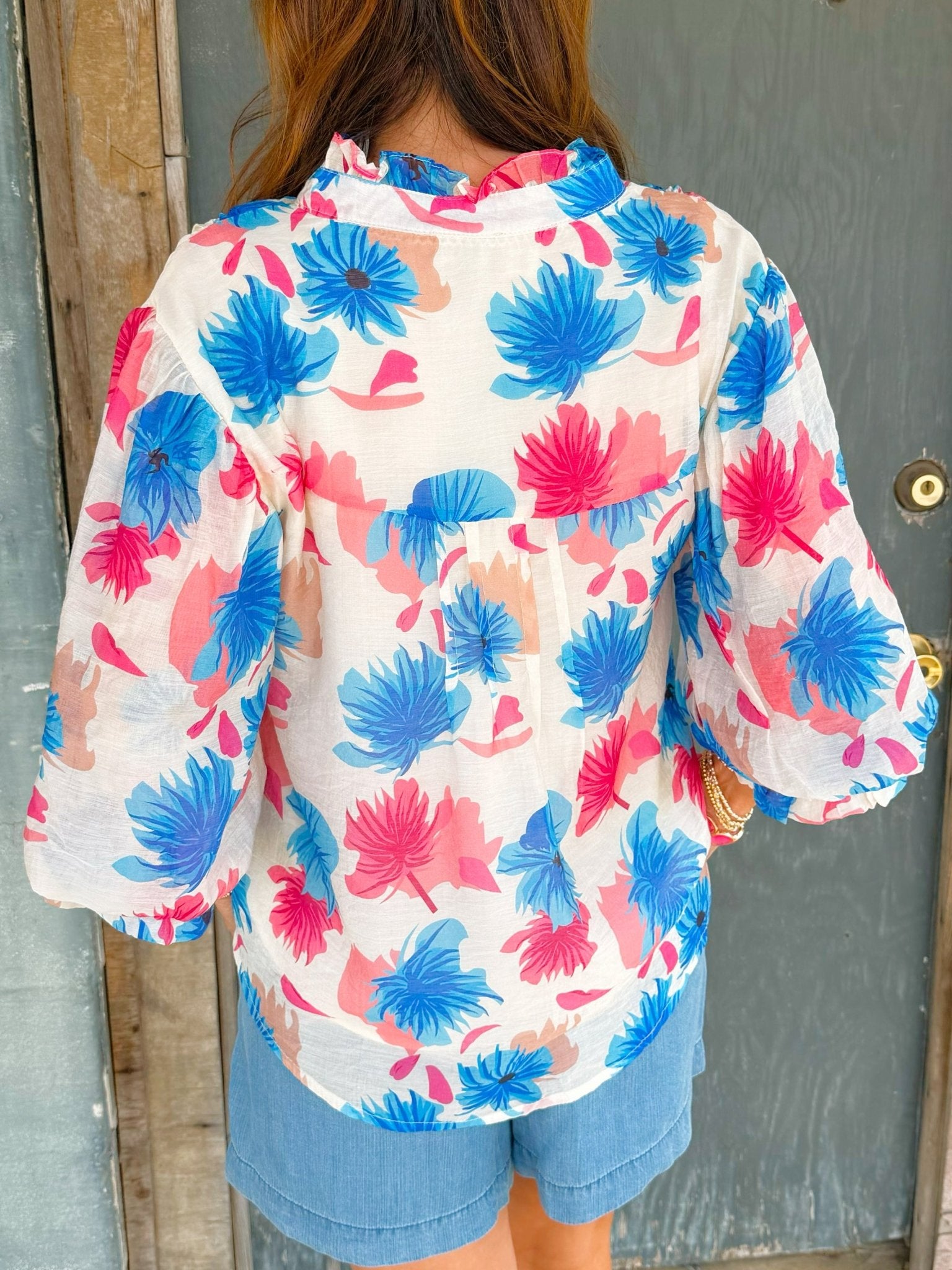 Electric Bloom Button Down Top - Jessi Jayne Boutique