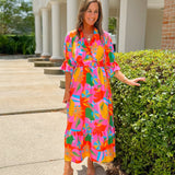 Island Bloom Ruffle Midi Dress - Jessi Jayne Boutique