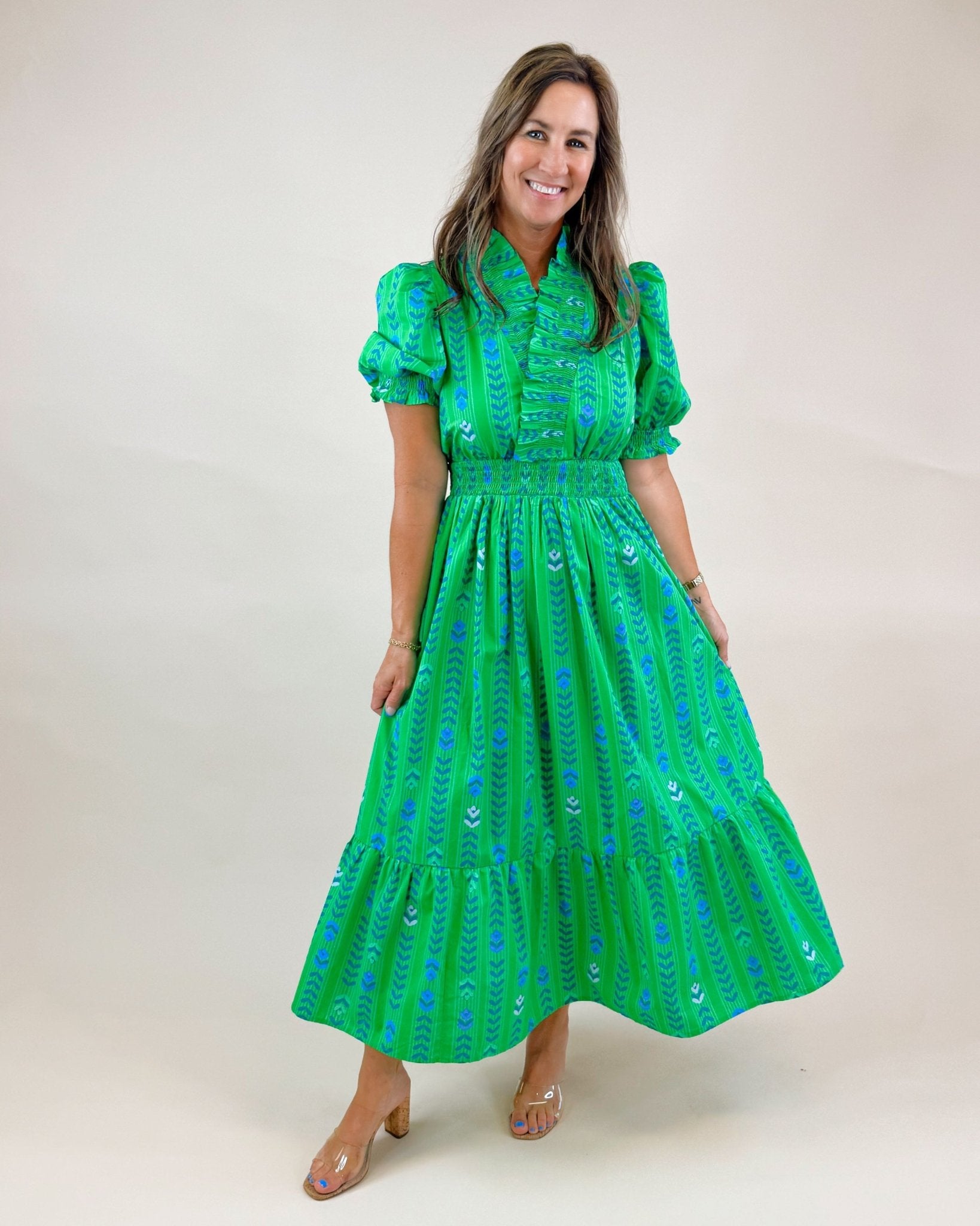 Summer Tropics Ruffle Midi Dress - Jessi Jayne Boutique