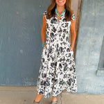 Midnight Garden Zip Front Midi Dress - Jessi Jayne Boutique